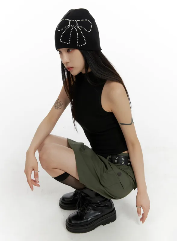 Half-Neck Sleeveless Crop Top CF428 sold by Lewkin