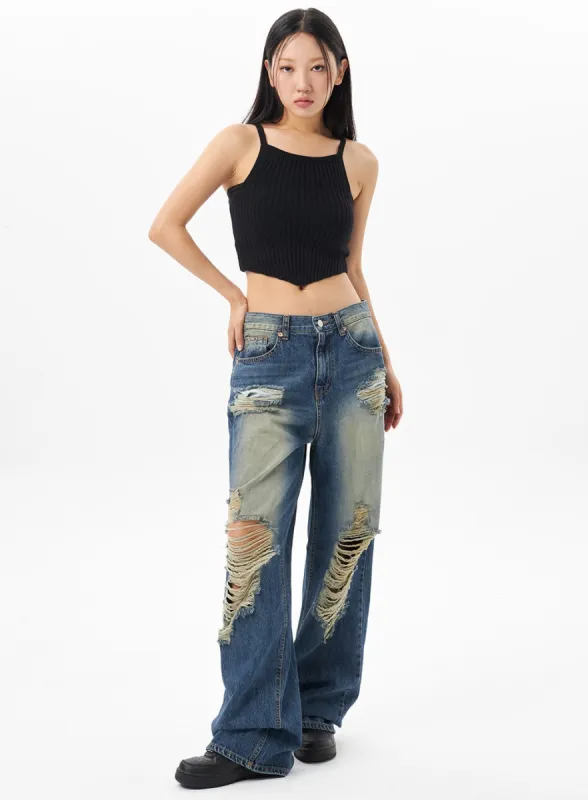 Low Rise Ripped Jeans CU319 sold by Lewkin