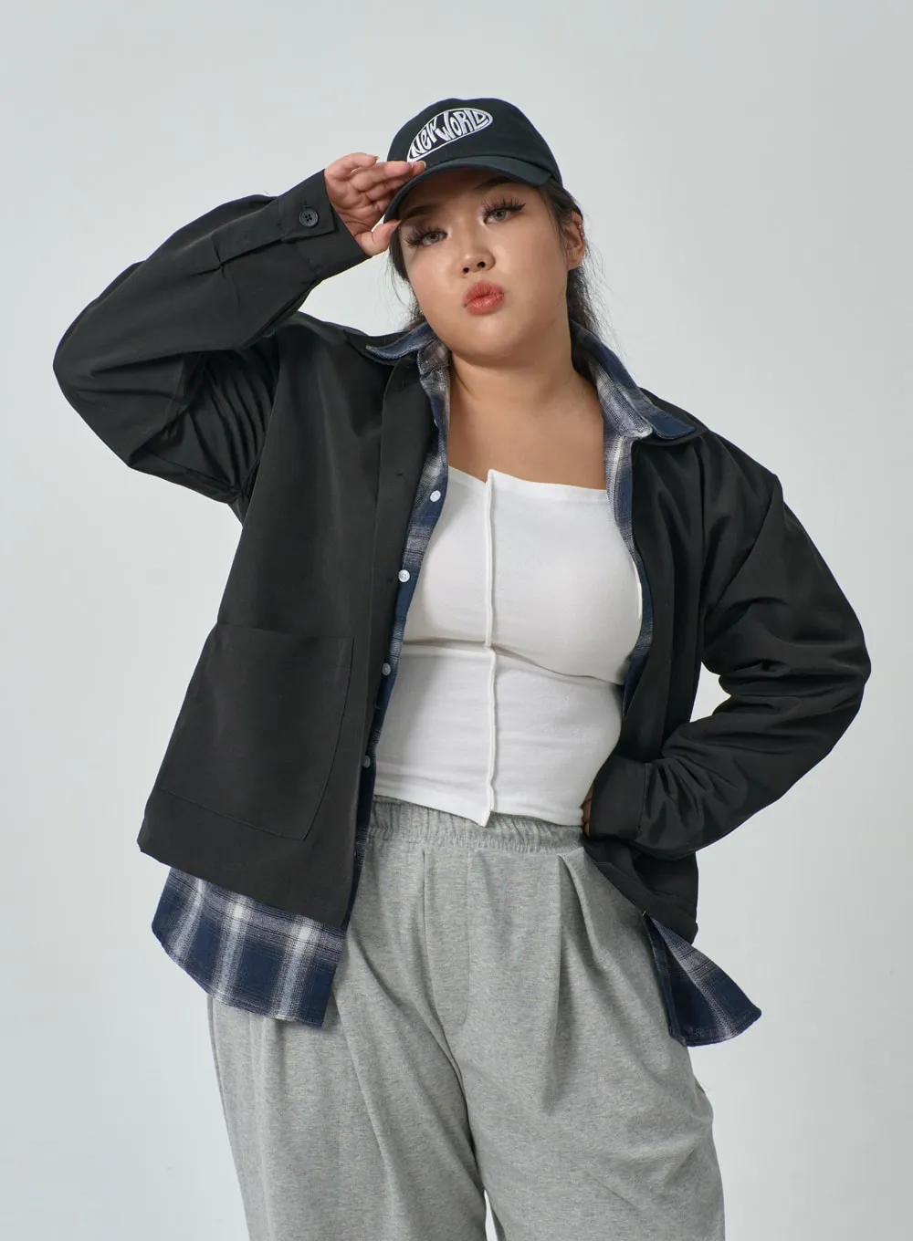 Plus Basic Oversized Jacket IF317 sold by Lewkin product image thumbnail 3