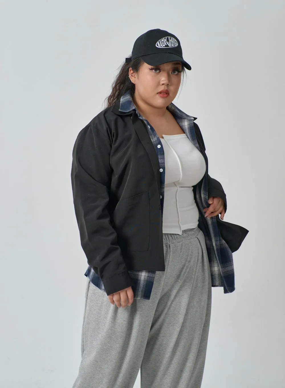 Plus Basic Oversized Jacket IF317 sold by Lewkin