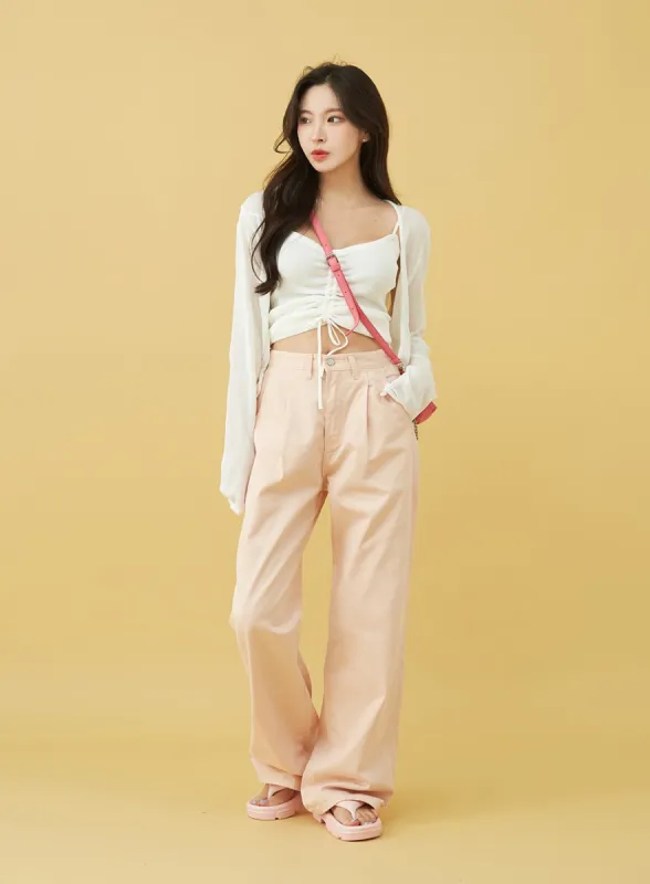 SIngle Pin-tuck Wide Cotton Pants BU13 sold by Lewkin