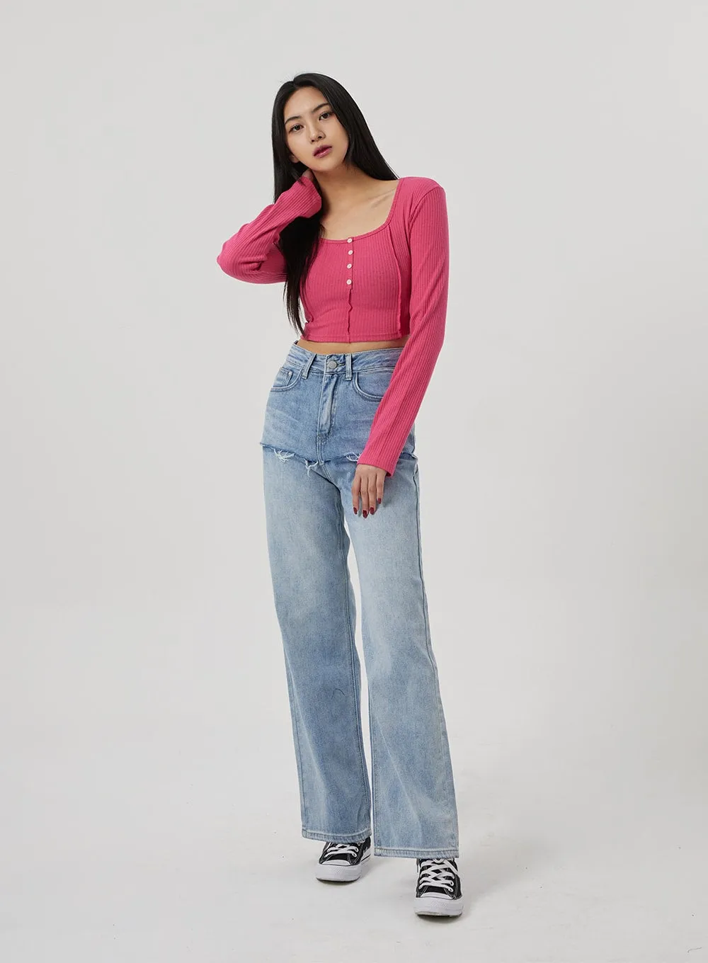 Ripped Light Wash Jeans BF310 sold by Lewkin product image thumbnail 3