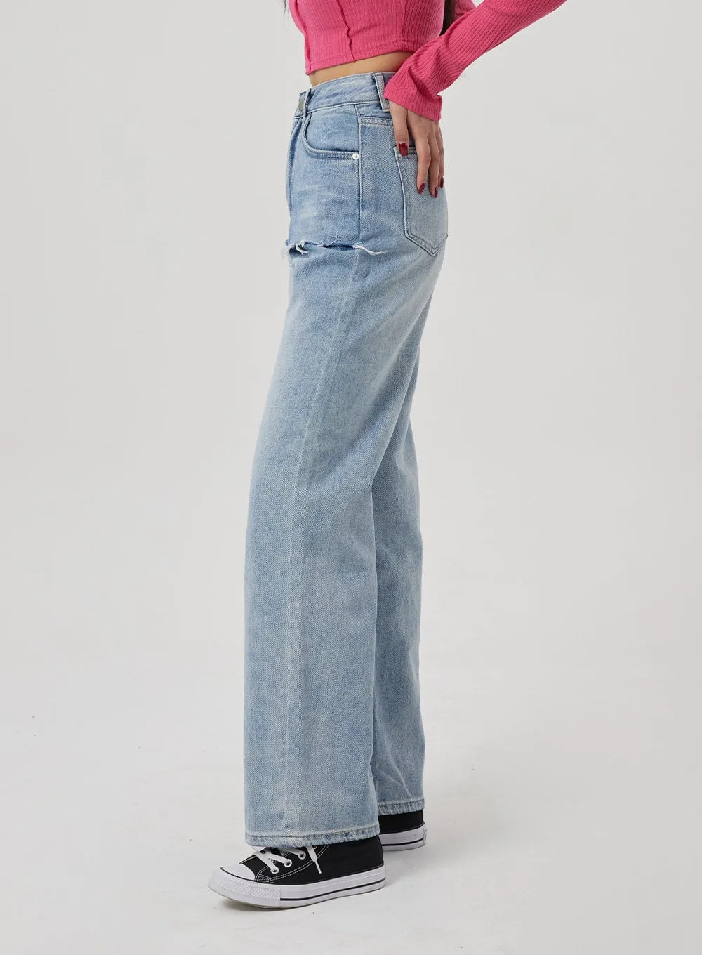 Ripped Light Wash Jeans BF310 sold by Lewkin product image thumbnail 2