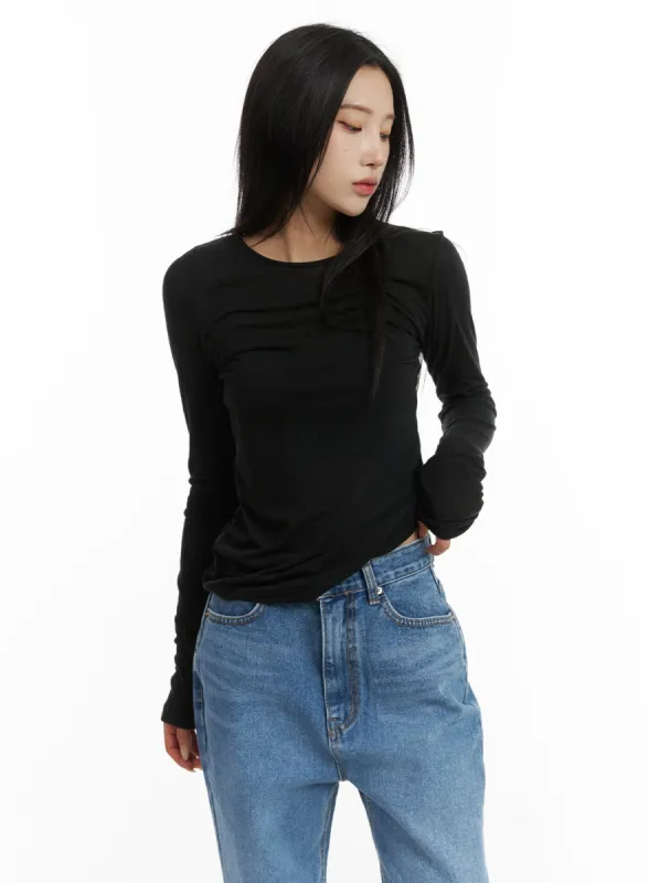 Basic Round Neck Slim Fit Top CJ431 sold by Lewkin