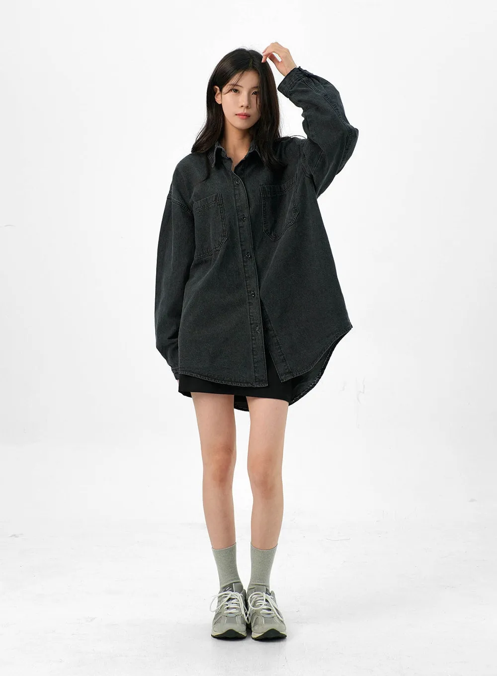 Loose-Fit Denim Shirt OG327 sold by Lewkin product image thumbnail 2