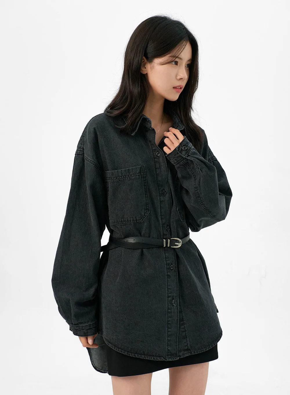 Loose-Fit Denim Shirt OG327 sold by Lewkin product image thumbnail 4