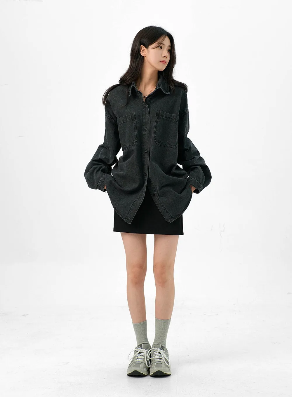 Loose-Fit Denim Shirt OG327 sold by Lewkin product image thumbnail 3