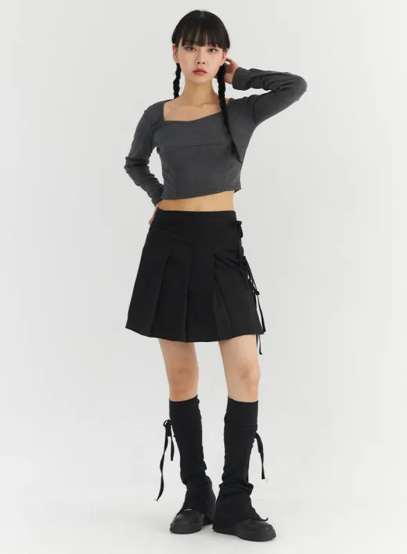 Wrap Pleated Mini Skirt CO330 sold by Lewkin