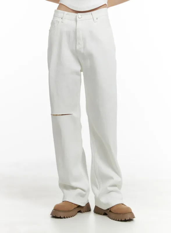 Ripped Knee Cotton Pants OM426 sold by Lewkin