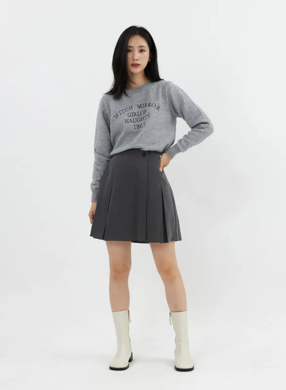 Buttoned Pintuck Mini Skirt OO305 sold by Lewkin