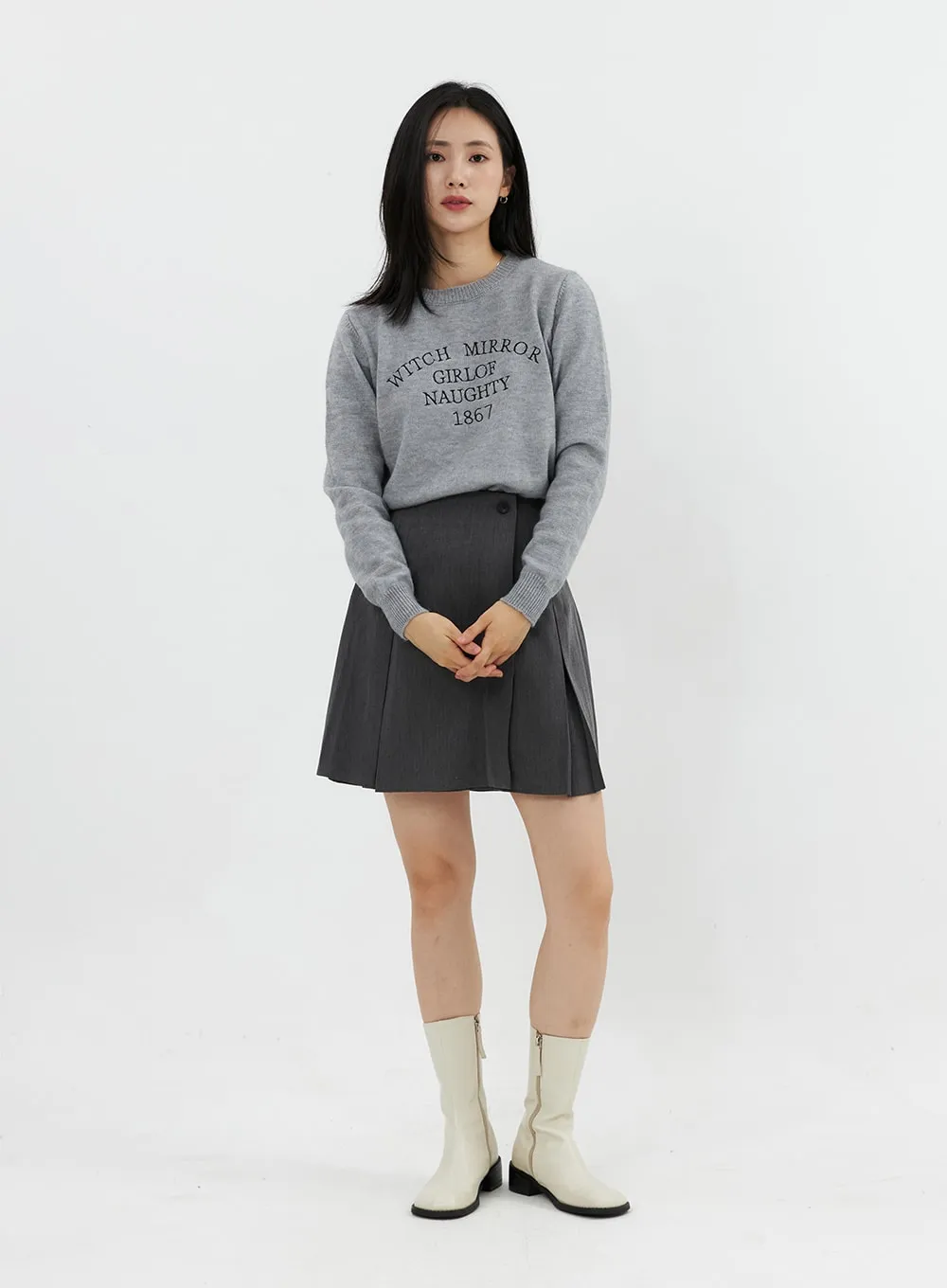 Buttoned Pintuck Mini Skirt OO305 sold by Lewkin product image thumbnail 3