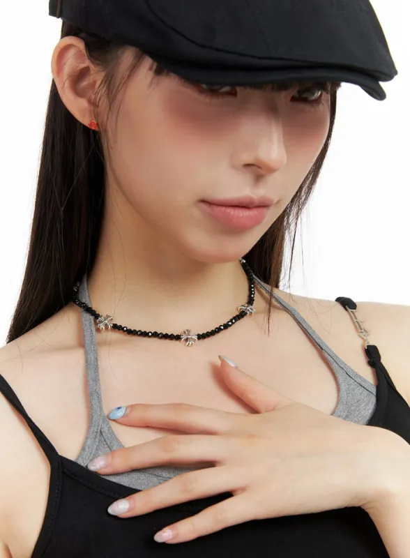 Beaded Cross Necklace CL422 sold by Lewkin