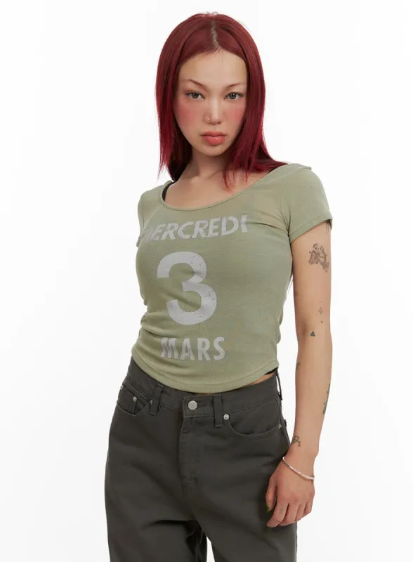 Graphic Cotton Crop Tee CY430 sold by Lewkin