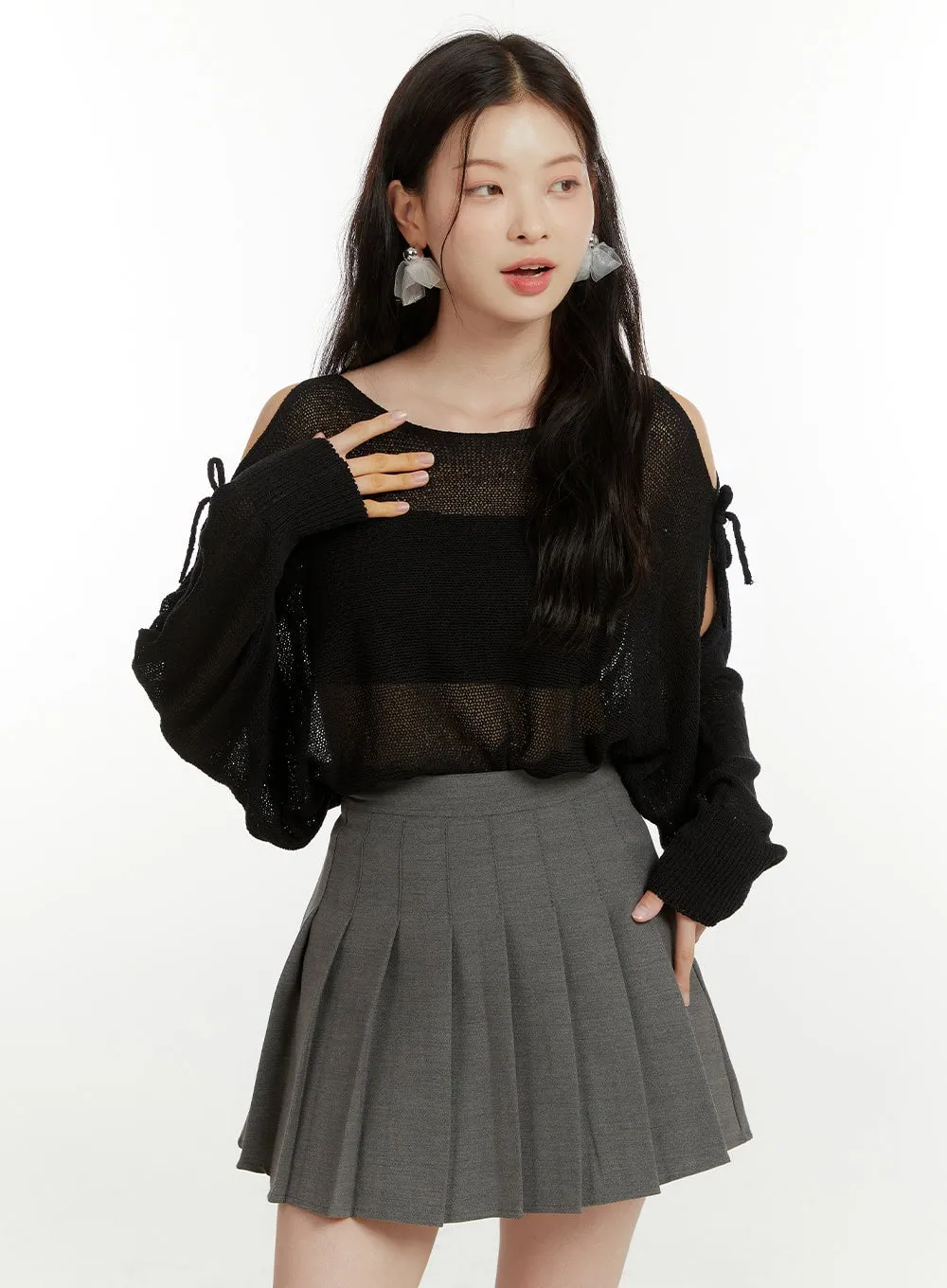 Hollow Out Side Ribbon Knit Sweater OU419 sold by Lewkin product image thumbnail 4