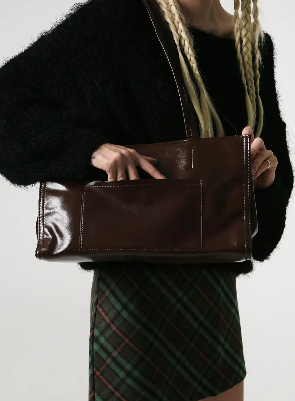 Basic Faux Leather Tote Bag IJ419 sold by Lewkin product image thumbnail 3