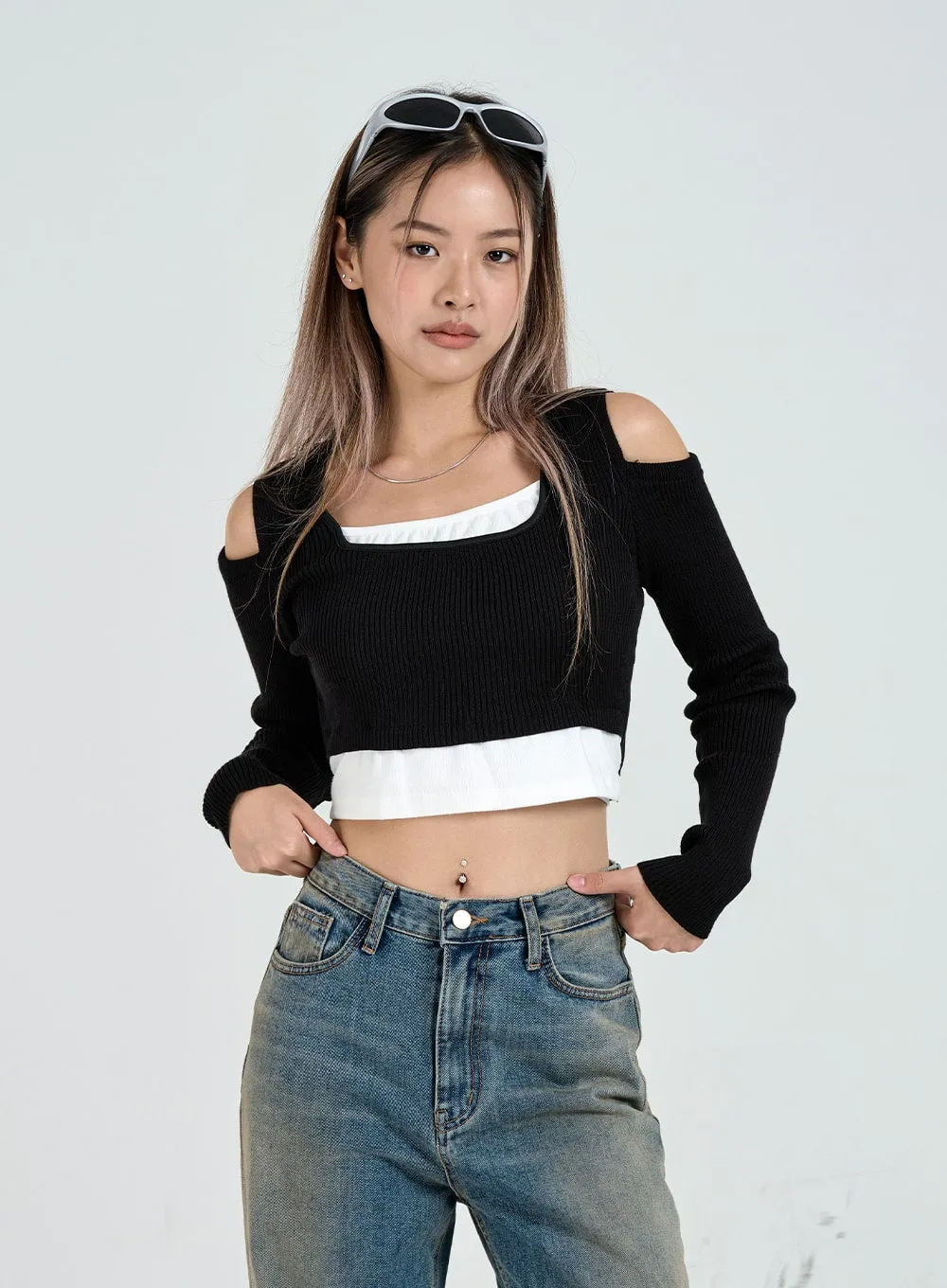 Off-Shoulder Crop T-Shirt CO12 sold by Lewkin