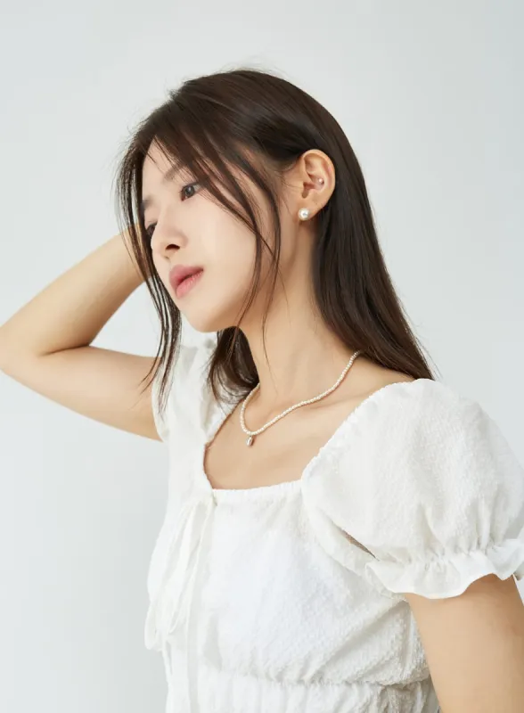 Heart Pendant Pearl Choker OU7 sold by Lewkin