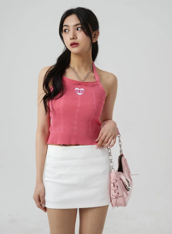 Ribbed Halterneck Sleeveless Top BM304 sold by Lewkin