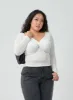Plus V-Neck Twisted Bust T-Shirt IN16 sold by Lewkin