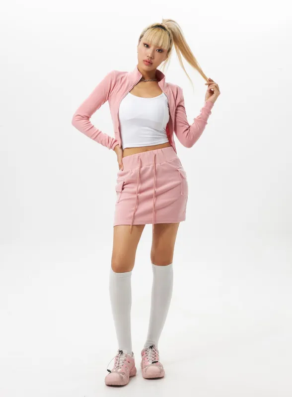Cargo Pocket Mini Sweat Skirt IO326 sold by Lewkin