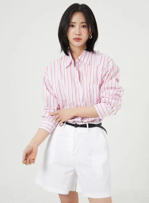 Oversized Stripe Shirt OM329 sold by Lewkin