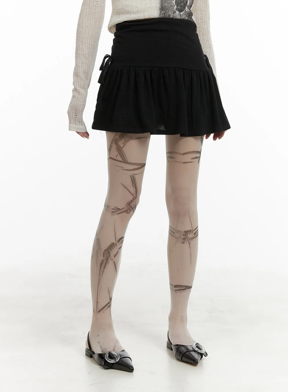 Side Ribbon Ruched Mini Skirt CA426 sold by Lewkin product image thumbnail 3