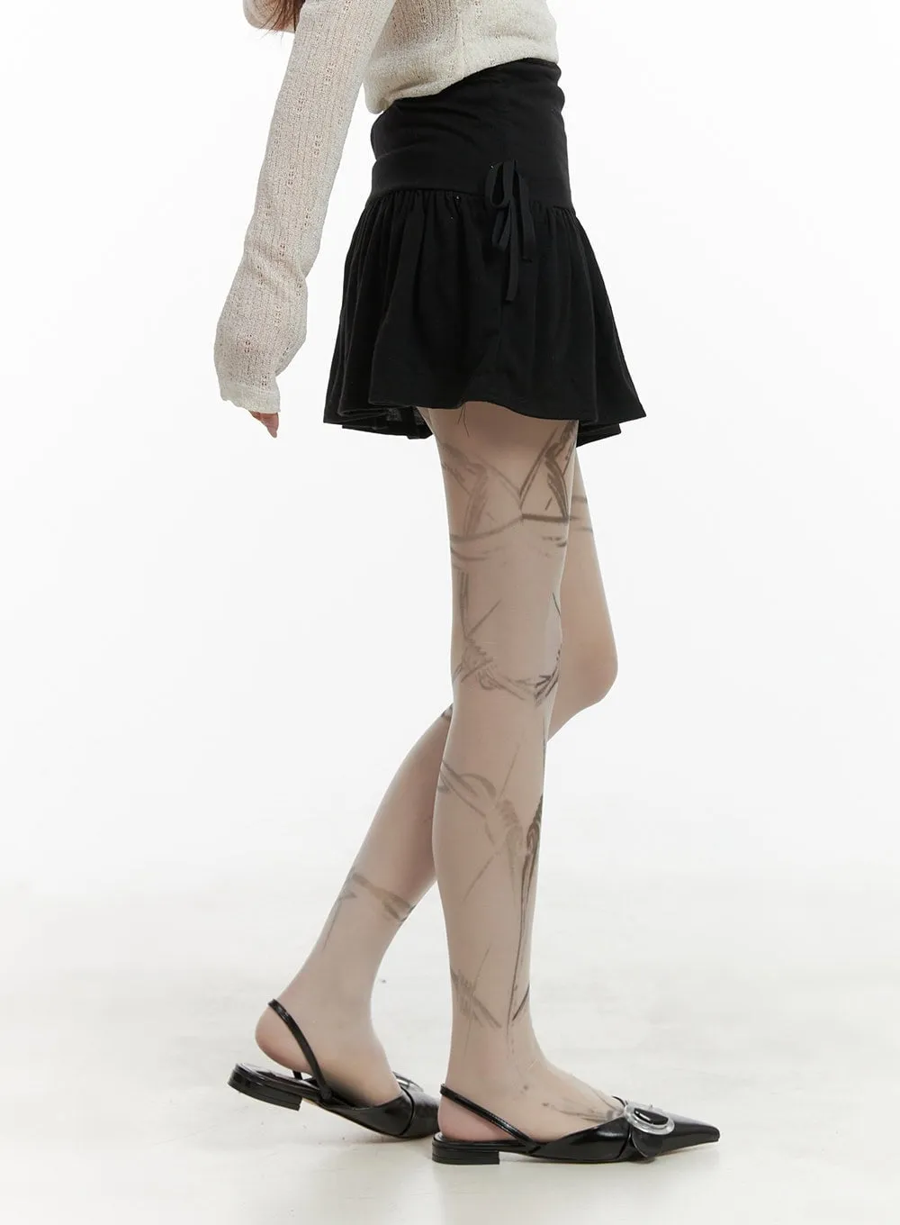 Side Ribbon Ruched Mini Skirt CA426 sold by Lewkin product image thumbnail 5