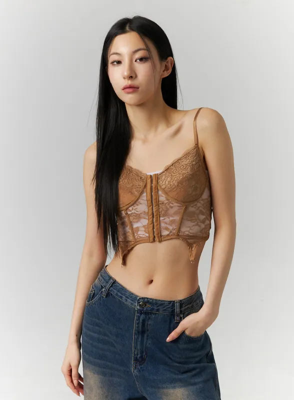 Lace Cropped Corset Top ID306 sold by Lewkin