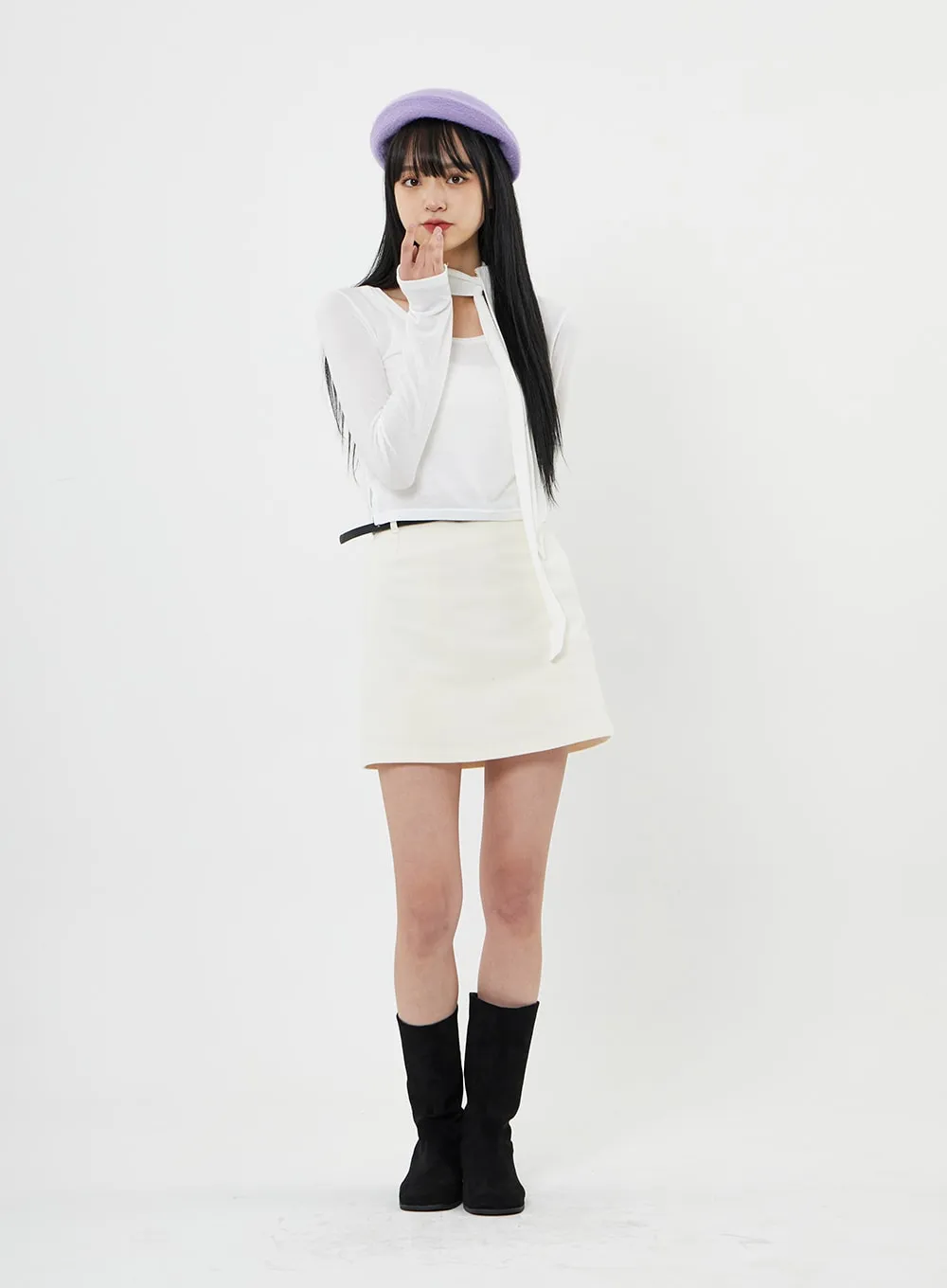 Round Neck Crop T-Shirt And Neck Accesory Set BN04 sold by Lewkin product image thumbnail 3