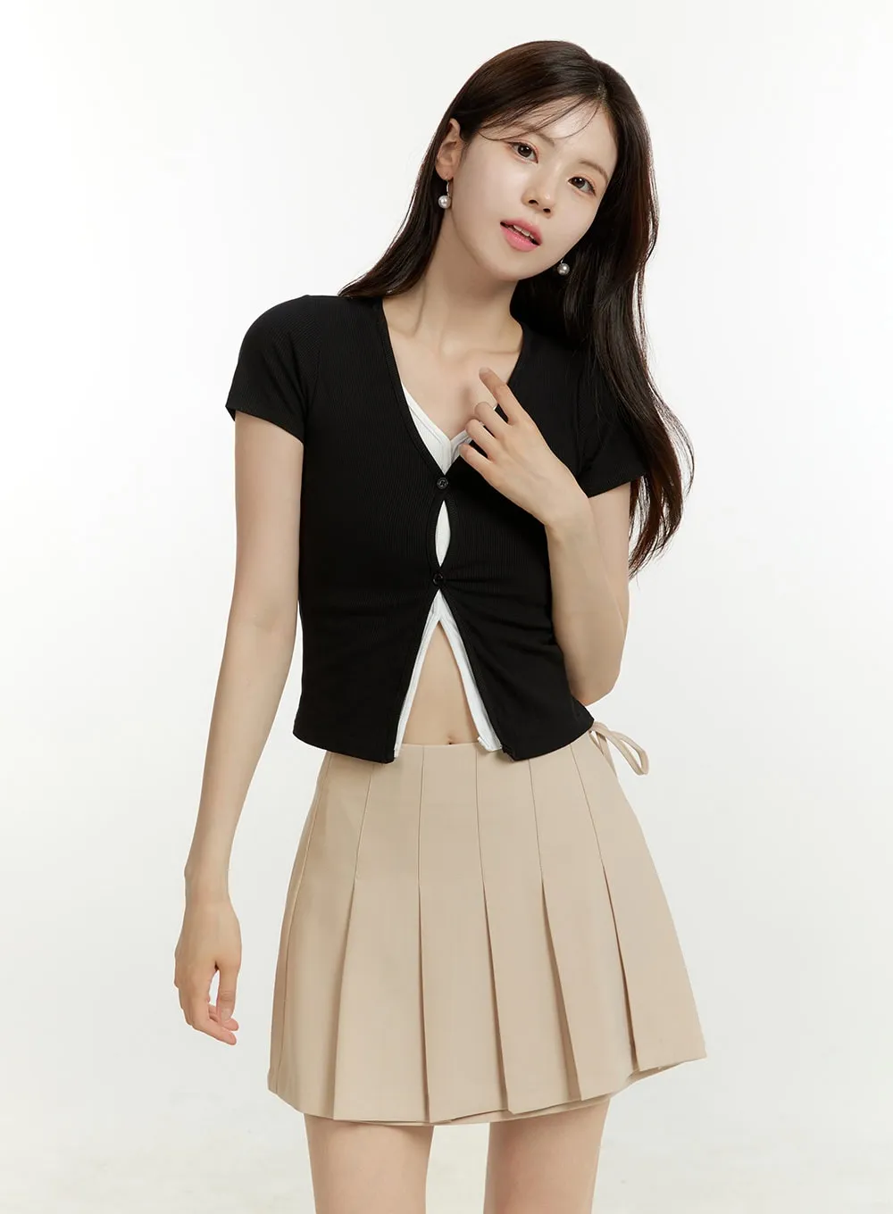 Slit Layered Short Sleeve Top OU428 sold by Lewkin product image thumbnail 4
