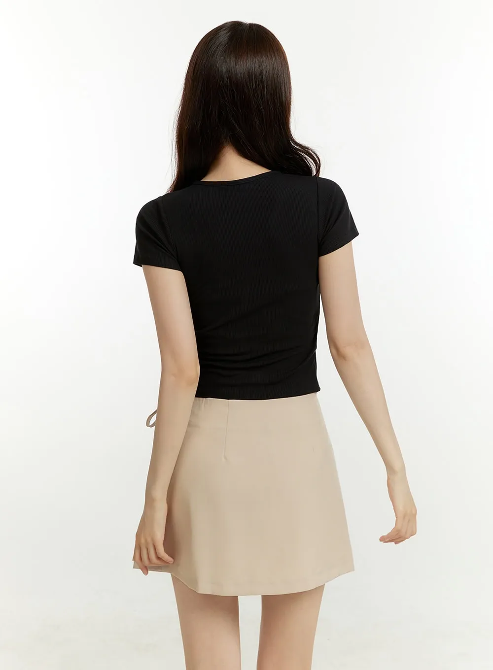 Slit Layered Short Sleeve Top OU428 sold by Lewkin product image thumbnail 5