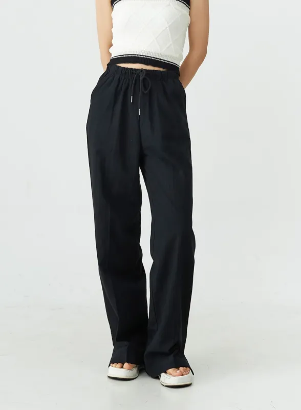 Slit Banded Pants OU12 sold by Lewkin