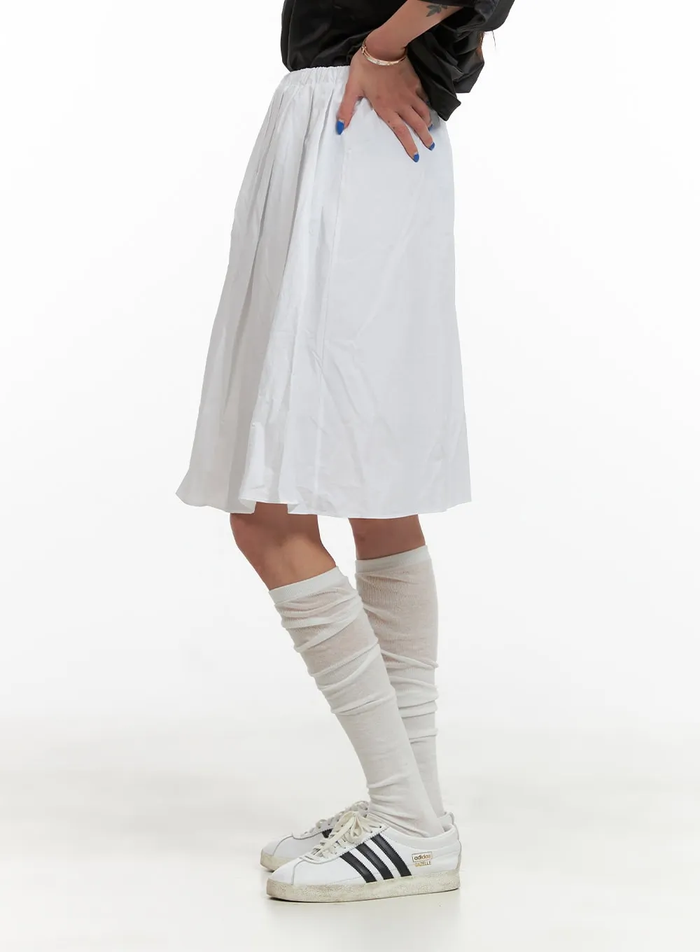 Banded Pleated Cotton Midi Skirt CY431 sold by Lewkin product image thumbnail 5