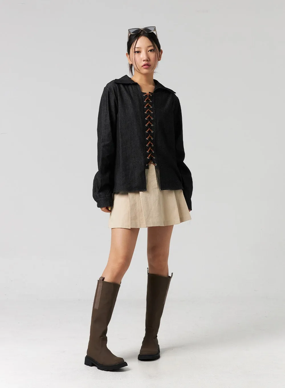 Pleated Cotton Mini Skirt CG325 sold by Lewkin product image thumbnail 3