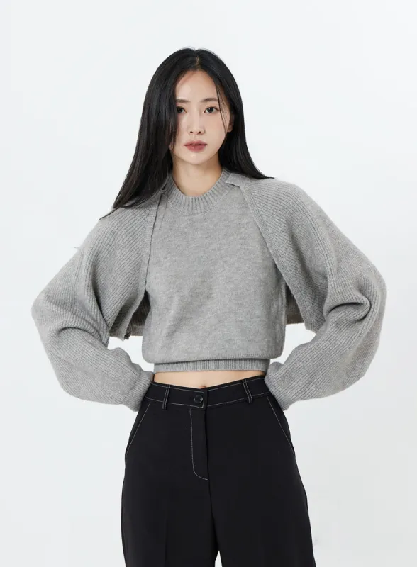 Bolero Jacket Cropped Sleeveless Knit Set OS22 sold by Lewkin