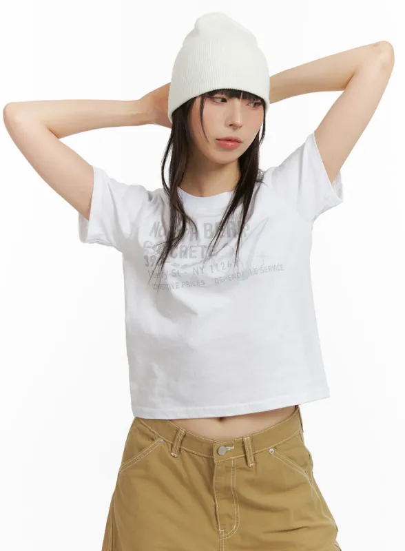 Lettering Crop Tee CU425 sold by Lewkin