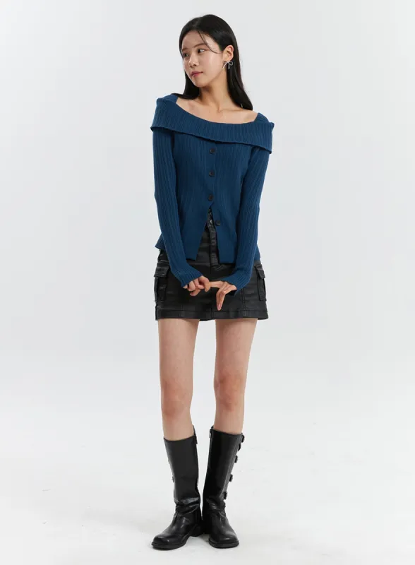 Cargo Faux Leather Mini Skirt OD318 sold by Lewkin