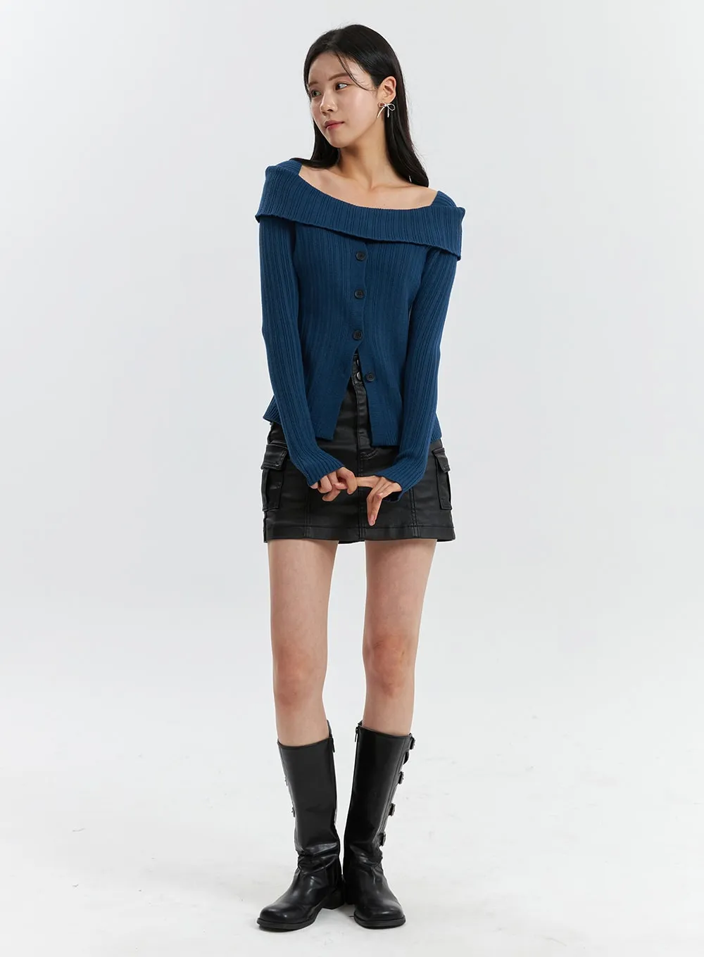 Cargo Faux Leather Mini Skirt OD318 sold by Lewkin