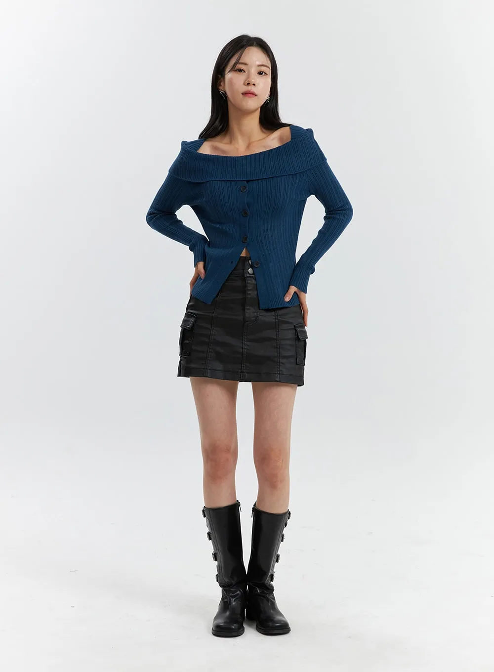 Cargo Faux Leather Mini Skirt OD318 sold by Lewkin product image thumbnail 4