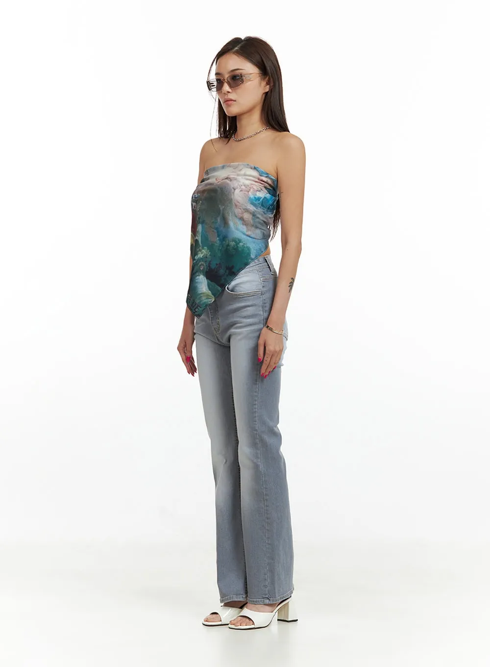 Graphic Satin Tube Top CU417 sold by Lewkin product image thumbnail 3