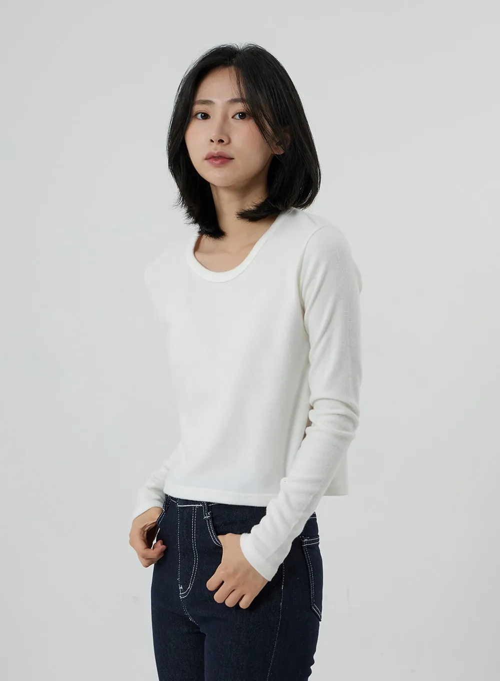 Long Sleeve Cropped Top OD09 sold by Lewkin product image thumbnail 4
