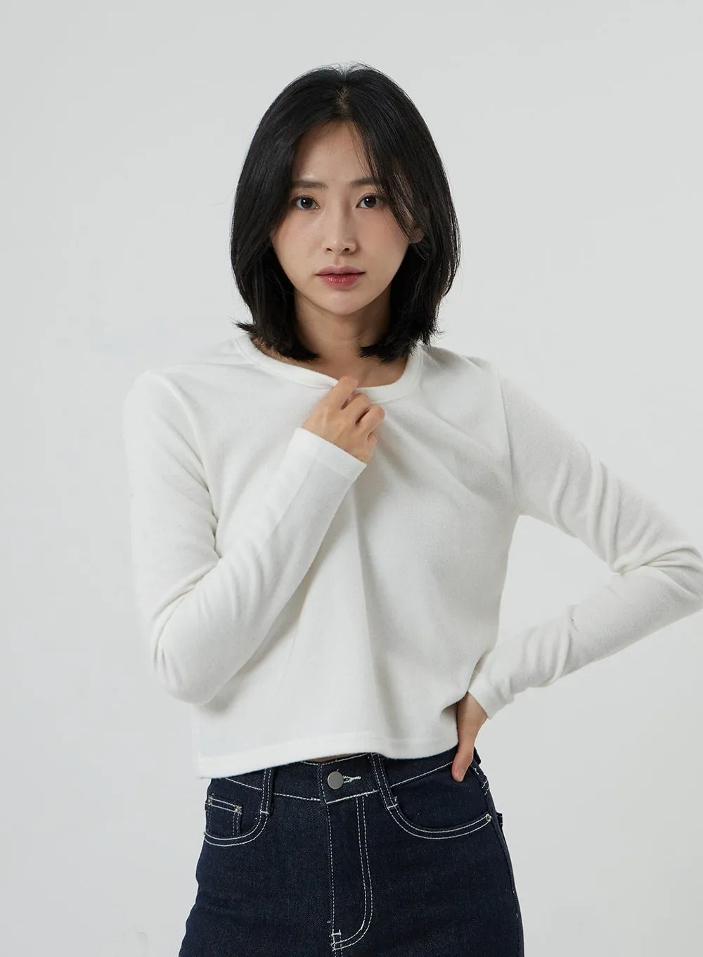Long Sleeve Cropped Top OD09 sold by Lewkin