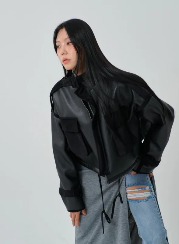 Oversized Cropped Shearling Jacket IJ320 sold by Lewkin
