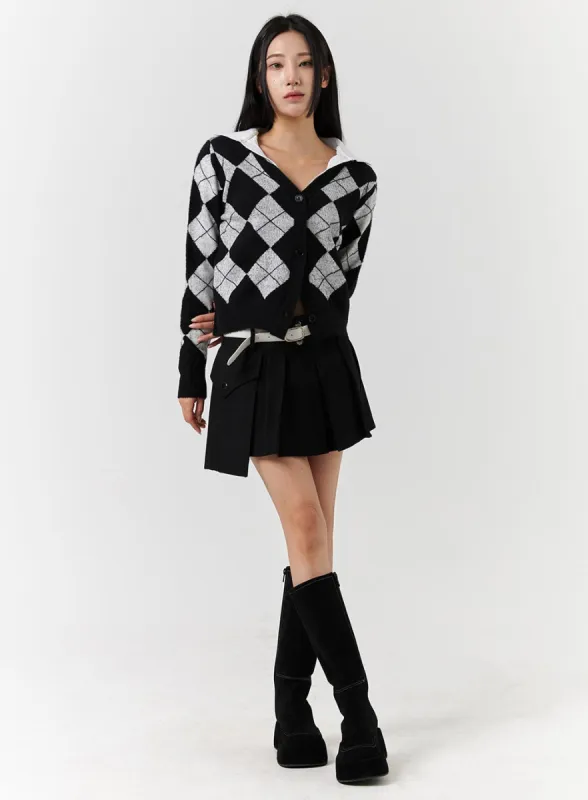 One-Pocket Solid Mid-Waist Pleated Mini Skirt CD322 sold by Lewkin