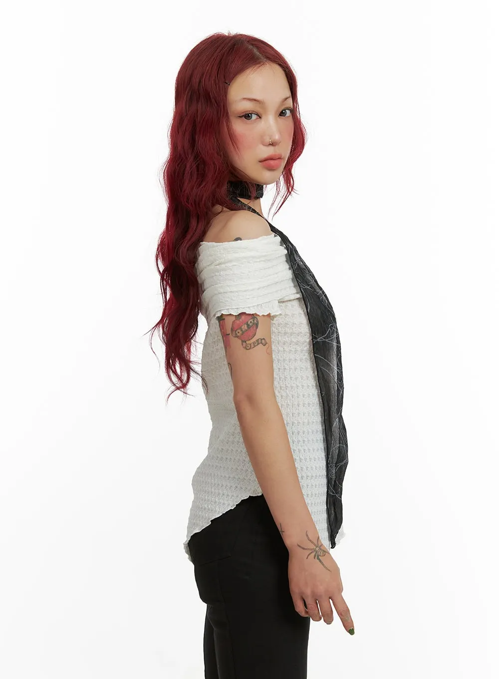 Lace Harmony Off Shoulder Top CY430 sold by Lewkin product image thumbnail 5