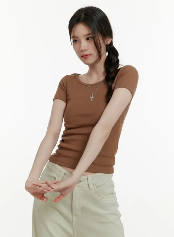 U-Neck Crop T-Shirt OA405 sold by Lewkin
