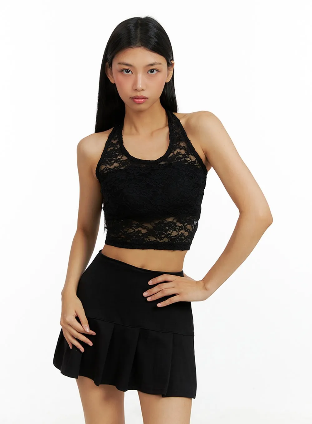 Lace Halter Crop Sleeveless Top IL419 sold by Lewkin product image thumbnail 5