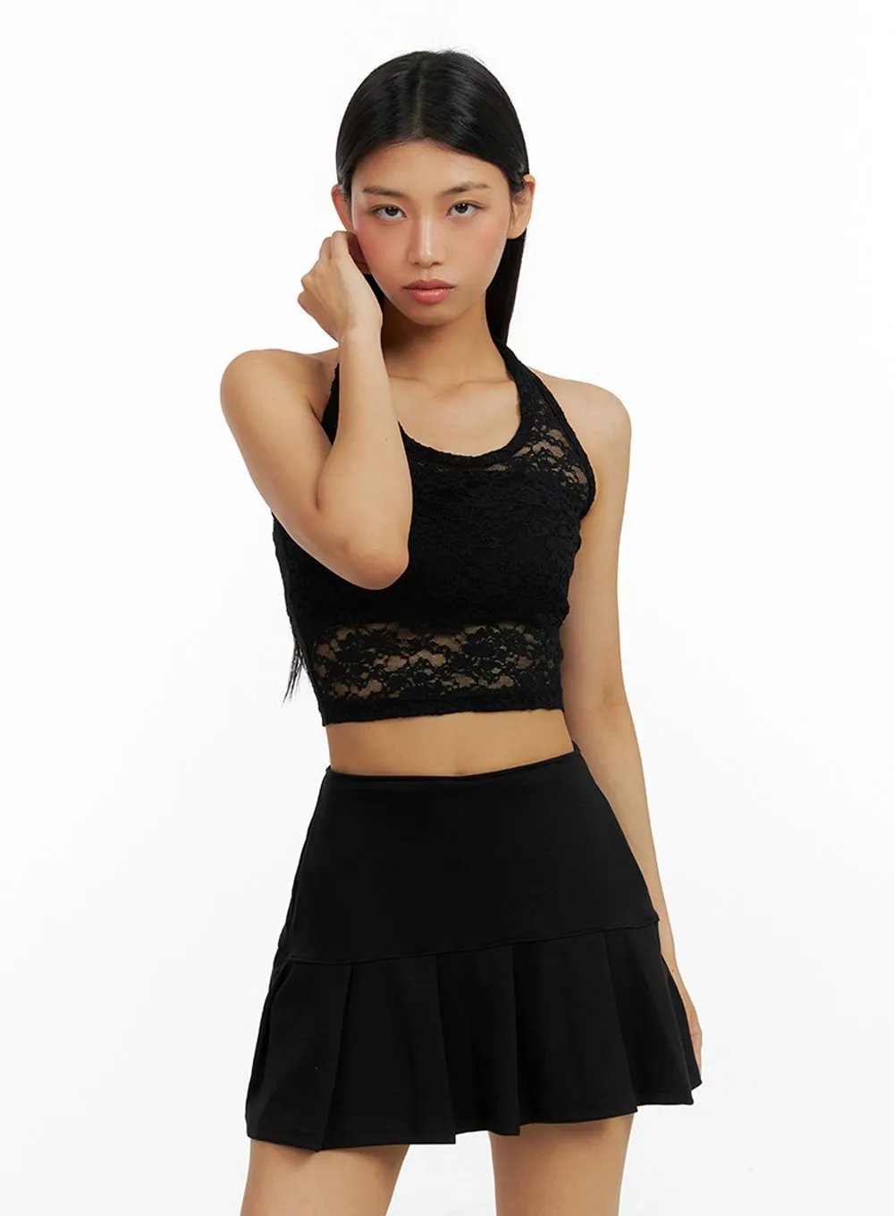 Lace Halter Crop Sleeveless Top IL419 sold by Lewkin product image thumbnail 4