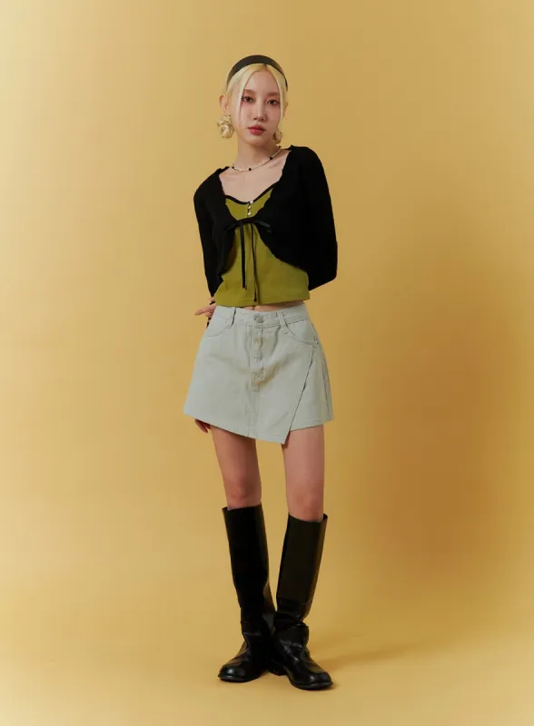 Denim Mid Waist Mini Skirt IF408 sold by Lewkin