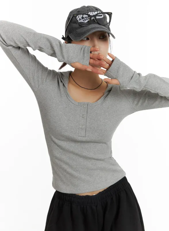 Button Detail Hoodie CF401 sold by Lewkin